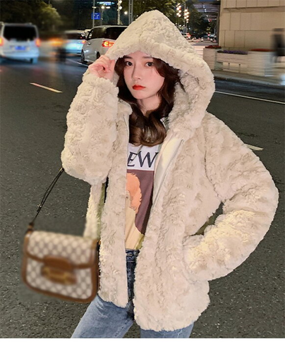 ボアパーカー ファーコート 韓国 コーデ フード付き パーカー ファー 