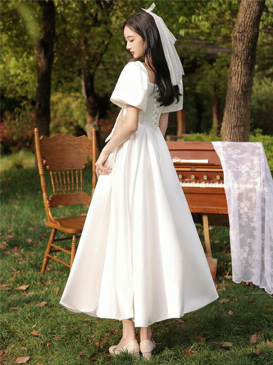 楽天市場】パフスリーブ プリンセスライン かわいい シンプル ロング  