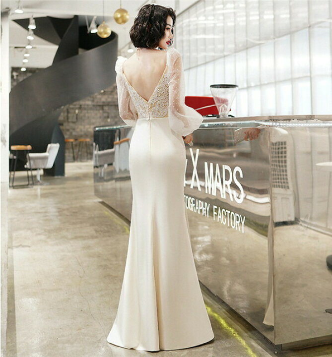 楽天市場】Vネック セクシー 美シルエット 背中空き マーメイドライン  