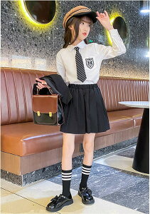 制服 女の子 入学式 卒業式 キッズ スカート ネクタイ 4点セット セット 120 -170 セットアップ ジャケット ブレザー シャツ スーツ 無地 学生服 子供 小学生 中学生 高校生 JK ジュニア 受験 卒