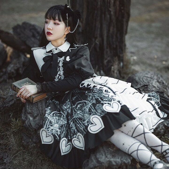 楽天市場】ロリータ 黒ロリ ワンピース Aライン Lolita メイド 女の子 