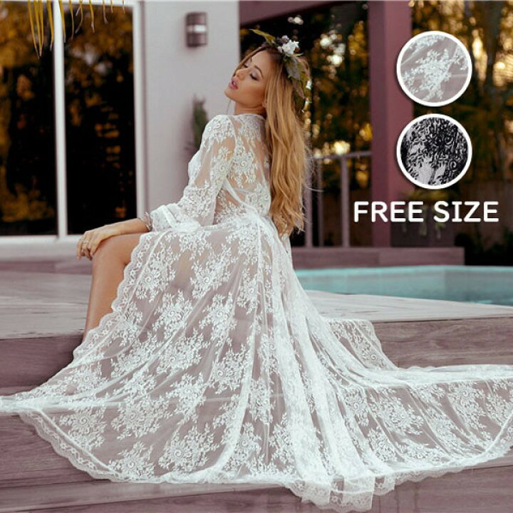 楽天市場】レースカーディガン ガウン 春夏 レディース レースガウン  