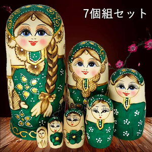 マトリョーシカ ロシア クリスマス 人形 民芸品 土産物 手作り人形 手描き オブジェ 7個組18cm インテリア 雑貨 洋風 ギフト プレゼント 北欧雑貨 伝統工芸 おもちゃ 飾り 誕生日 キッズ 子供