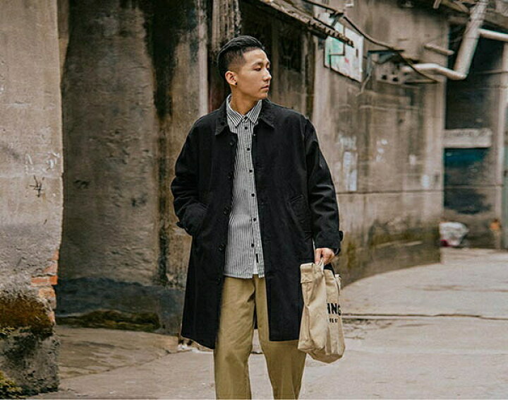 STUDIO NANS] ロングトレンチコート メンズ 膝下丈 大きいサイズ  