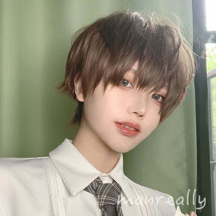 楽天市場 ウィッグ メンズ 短髪 かつら 自然 フルウィッグ コスプレ 男装 ナチュラル 可愛い おしゃれ ショート キュート 耐熱ウィッグ ブラウン 茶髪 小顔効果抜群 コスチューム ハロウィン イベント 文化祭 Dp051n1 グレースショップ