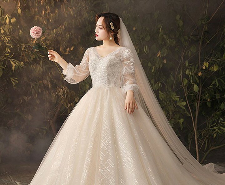 楽天市場】ウェディングドレス 袖あり 長袖 大きいサイズ ぽっちゃり  