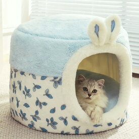 2way 猫ベッド 犬ベッド ペットベッド ネコ ウサギ ふわふわ あったか ペットクッション かわいい ペット用品 ハウス 寝具 柔らかい 寝心地 インテリア おしゃれ 青 プレゼント dr083t2t2ze