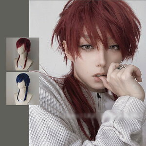 ウィッグ メンズ 短髪 かつら 自然 フルウィッグ ショートウィッグ ショートヘア 前髪あり コスプレ cosplay 男装 おしゃれ ナチュラル かっこいい 可愛い 耐熱ウィッグ 赤 紺色 小顔効果抜群