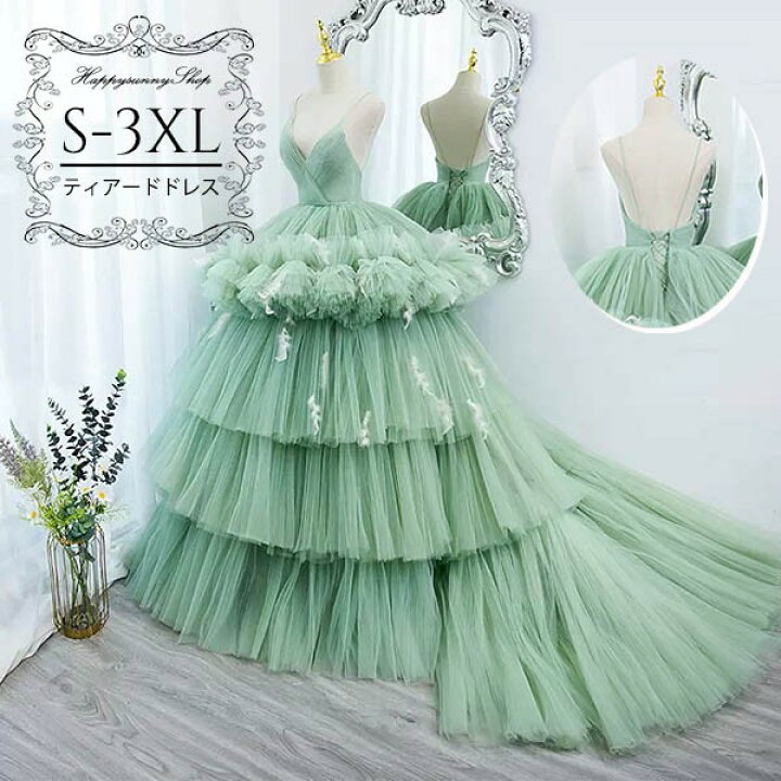 楽天市場】ティアードドレス ウェディングドレス カラードレス ロング  