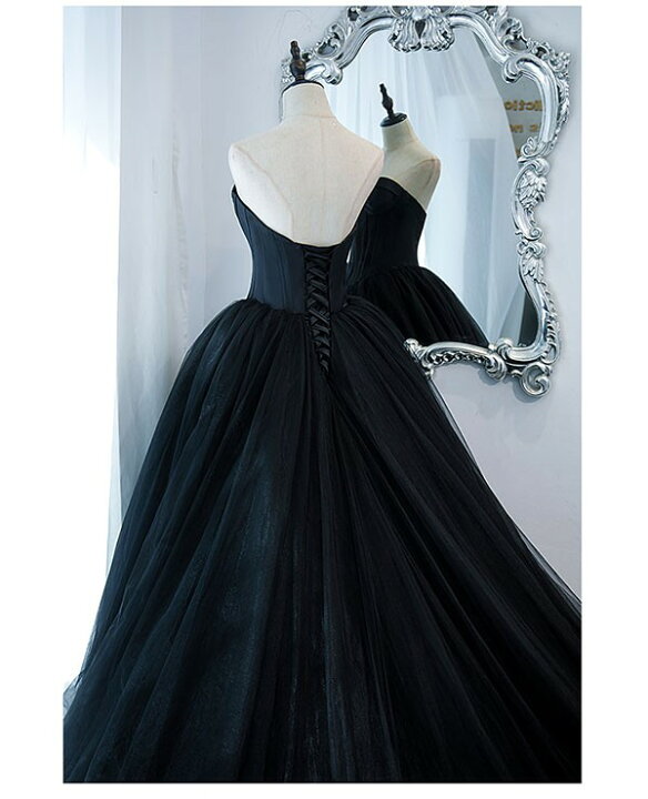 楽天市場】ロングドレス 演奏会 黒 ピアノ 発表会 トレーン ブラック  