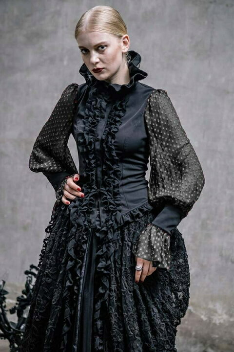 楽天市場】ブラウス 長袖 編み上げ リボン ハイネック ブラウス シャツ  