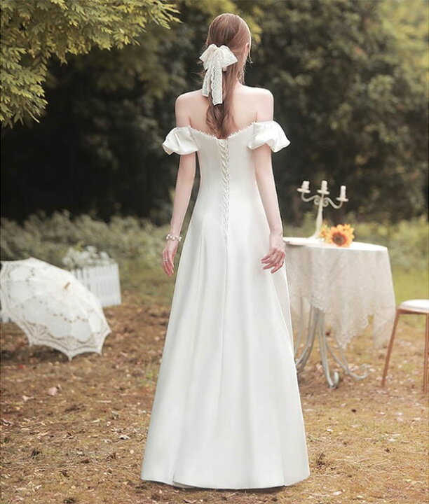 楽天市場】ウェディングドレス アイボリー ロングドレス オフ  