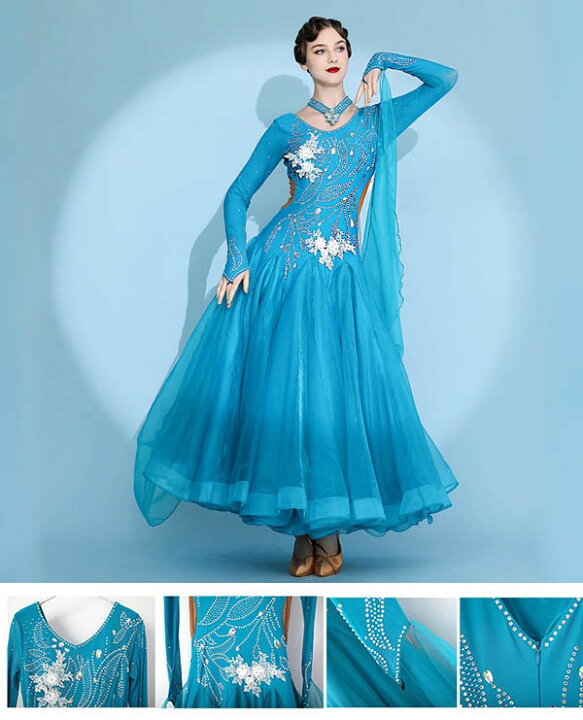 楽天市場】社交ダンスドレス モダンドレス 広がる裾 競技用 