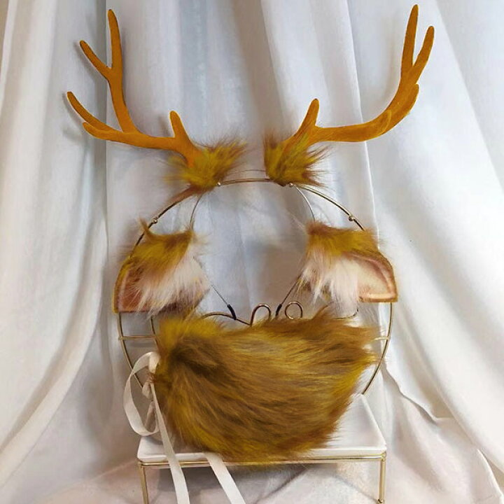 コスプレ 手作り 道具 可愛い ふわふわ 手作り 華やか コスプレ アイテム ヘアアクセビーズチェーン 獣耳 カチューシャ コスプレ道具 abccos製 受注生産