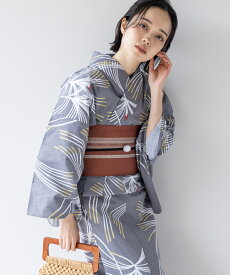 こだわり浴衣 5点セット (浴衣/帯/下駄/腰紐/着付け冊子) 浴衣 レディース 浴衣 セット 変わり織生地 グレー