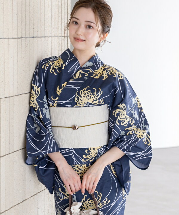 楽天市場】流水に乱菊 こだわり浴衣 5点セット (浴衣/帯/下駄/腰紐 