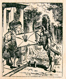 ラバースタンプ 不思議の国のアリス Invitation テニエル画 木の持ち手 【ウッドマウント】 輸入スタンプ アートスタンプ ゴム印・スタンプ