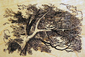ラバースタンプ 不思議の国のアリス Cheshire Cat テニエル画 木の持ち手 【ウッドマウント】 輸入スタンプ アートスタンプ ゴム印・スタンプ　