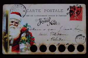 刺繍糸の仕分け・整理に便利 木製スレッド オーガナイザー クリスマス・ヴィンテージポストカード