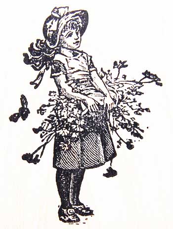 楽天市場】ラバースタンプ 花籠を持った女の子 木の持ち手 ウッド