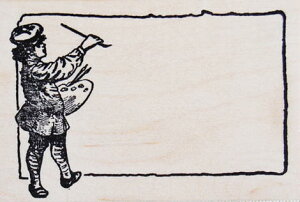 ラバースタンプ ペインター イン フレーム 木の持ち手 ウッドマウント 輸入スタンプ アートスタンプ ゴム印・スタンプ