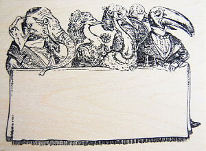 ラバースタンプ アニマル フレーム 木の持ち手 ウッドマウント 輸入スタンプ アートスタンプ ゴム印・スタンプ