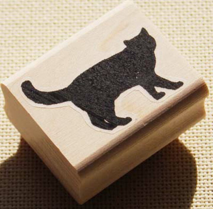 楽天市場】ラバースタンプ 黒猫のシルエット 木の持ち手 ウッド 