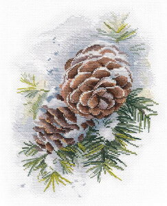 メール便送料無料 クロスステッチ 刺繍キット オーブン OVEN 冬の松ぼっくり 16ct 植物 クロスステッチキット ししゅう 刺繍