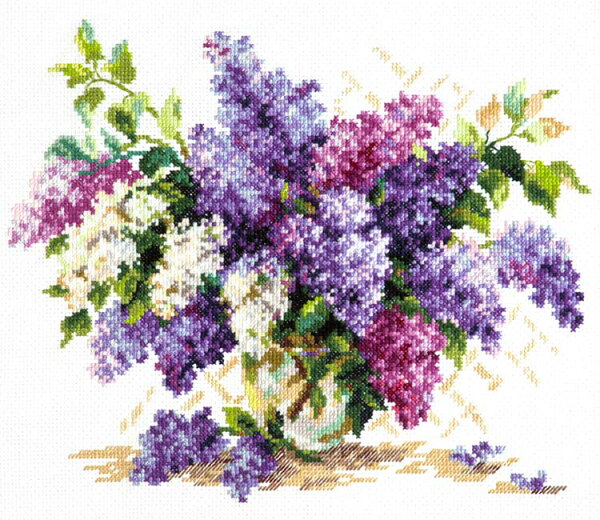 メール便送料無料  クロスステッチ 刺繍キット  マジックニードル Magic Needle  ライラック 14ct   花 植物 静物  クロスステッチキット ししゅう 刺繍