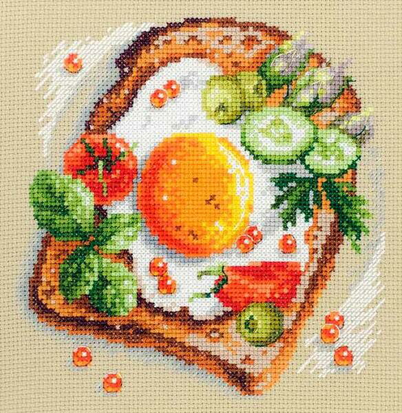 メール便送料無料  クロスステッチ 刺繍キット  マジックニードル Magic Needle  フライドエッグトースト 14ct   食べ物   クロスステッチキット ししゅう 刺繍