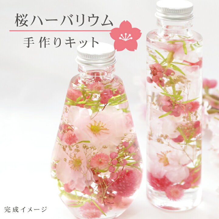 楽天市場 桜 ハーバリウム 手作り キット 記念日 誕生日 ギフト おうち時間 プレゼント ドライフラワー ハンドメイド 春 お花見 母の日 インテリア 雑貨 花 プリザーブドフラワー Grace Home