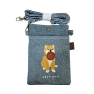 ポシェット　【両面柄　スマホポシェット　コータくんフリスビー　ブルー】　柴犬　犬雑貨
