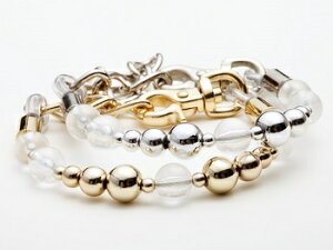 小型犬用首輪 【PANOPLY ビーズカラー ポッシュベア】 姫系カラー シルバー・ゴールド2カラー ビーズリードとセットでいかが? 注目間違いナシ★