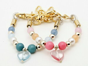 小型犬用首輪 【PANOPLY ビーズカラー セシリアハート】 姫系カラー ピンク・ブルー2カラー ビーズリードとセットでいかが? 注目間違いナシ★