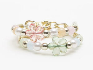 小型犬用首輪 【PANOPLY ビーズカラー ポップフラワー】 姫系カラー ピンク・グリーン2カラー ビーズリードとセットでいかが? 注目間違いナシ★