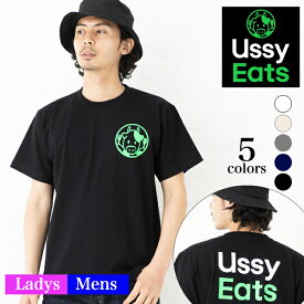 ＼お得なクーポン配布中／【メール便　送料無料】ウッシー イーツ ロゴ Tシャツ 半袖 USSY EATS メンズ レディース お友達 兄弟 姉妹 お揃い カップル 夫婦 ペアルック おもしろ 牛 ウシ カジュアル ストリート コットン