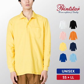 ポロシャツ メンズ レディース 長袖 綿 ポリエステル 鹿の子 定番 おしゃれ 無地 SS S M L LL スポーツ ゴルフ テニス オフィスカジュアル ビジネス クールビズ 制服 スクール 保育士 事務服 男女兼用 Printstar プリントスター T/C長袖ポロシャツ（ポケット付き） 00169-VLP