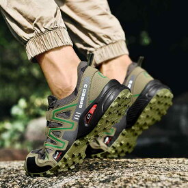 スニーカー メンズ 作業靴 安全靴 夏 通気性 滑りにくい シューズ ハイキング 迷彩 カモフラ 耐摩耗 グリーン グレー