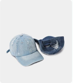 キャップ デニム レディース メンズ 帽子 ウォッシュド 夏 ダメージ ストリート カジュアル 韓国 ブルー