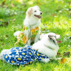 犬服 ドレス スカート ワンピース ドッグウェア かわいい おしゃれ ペット 夏 花柄 中型犬 大型犬 レッド イエロー ブルー