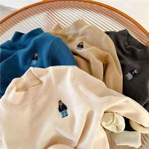 カットソー tシャツ キッズ 子供服 男の子 赤ちゃん ベビー タートルネック ハイネック ワンポイント 秋冬 厚手 トップス ベージュ グレー カーキ