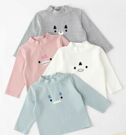 カットソー tシャツ キッズ 子供服 男の子 ベビー 赤ちゃん トップス 春秋冬 長袖 タートルネック ハイネック ブルー ピンク ホワイト