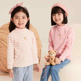 カットソー tシャツ キッズ 子供服 女の子 男の子 冬 長袖 タートルネック ホワイト グレー ピンク ハイネック