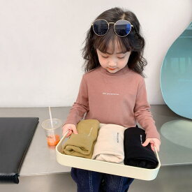 カットソー tシャツ キッズ 子供服 女の子 赤ちゃん ベビー タートルネック 春秋 長袖 トップス ブラウン ベージュ ブラック ハイネック