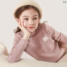 カットソー tシャツ キッズ 子供服 女の子 長袖 春秋 綿 タートルネック トップス ボーダー ピンク ブラウン グレー ハイネック