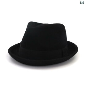 中折れハット メンズ レディース 帽子 ファッション 英国 ウール シルクハット ジャズ 秋冬 紳士 ブラック ワインレッド ブラウン