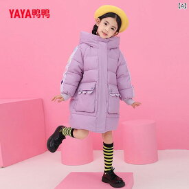 ダウンジャケット キッズ コート 子供服 アウター おしゃれ かわいい 女の子 秋冬 厚手 ミドル丈 フード ハート ブラック パープル