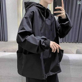 ジャケット フード トップス メンズ ダーク ファッション 大きいサイズ シャツ 春秋 薄手 韓国 黒 グリーン