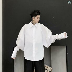 シャツ トップス メンズ ダーク ファッション パフスリーブ 長袖 春秋 ホワイト ブラック 韓国