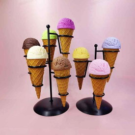 食品サンプル アイスクリーム コーン スタンド ソフトクリーム ホルダー 展示 ディスプレイ 装飾 撮影 小道具